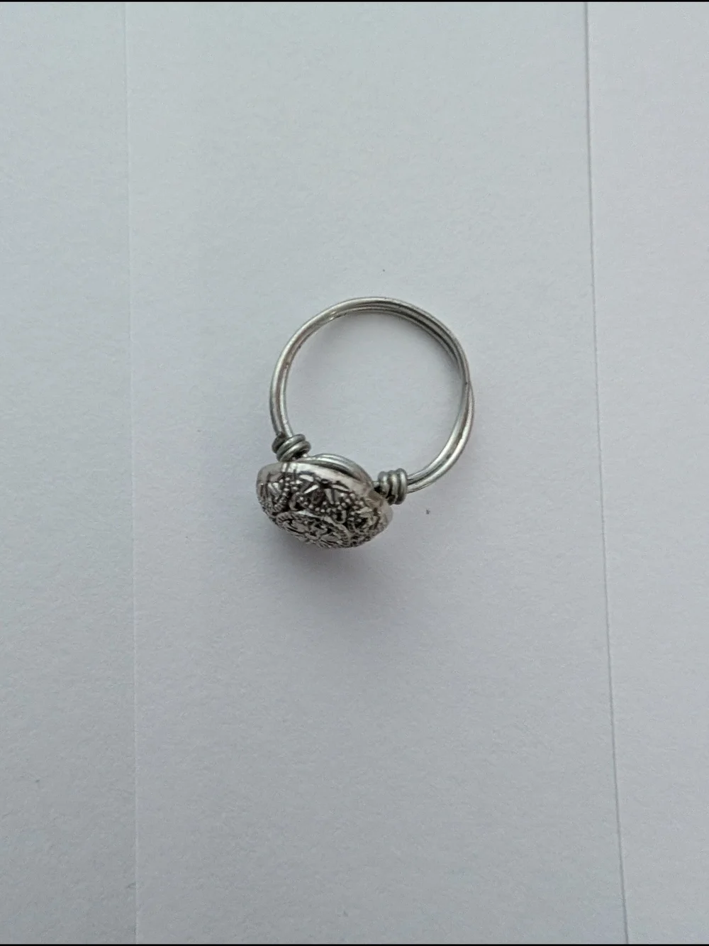 Silver Victorian Button Ring